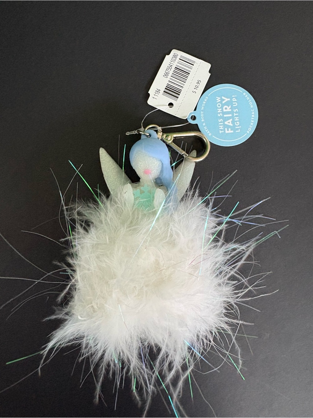 Bath&BodyWorks Snow Fairy Sanitizer Keychain - White & Light Blue